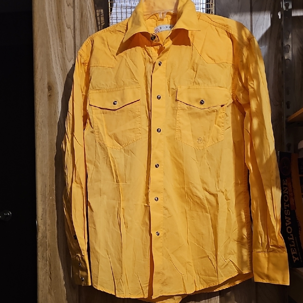 Roper Men's Bright Yellow Dress Shirt Size S